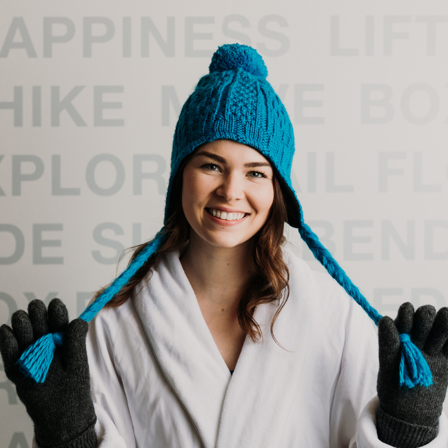 Whole Body Cryotherapy Woman with Beanie and Gloves